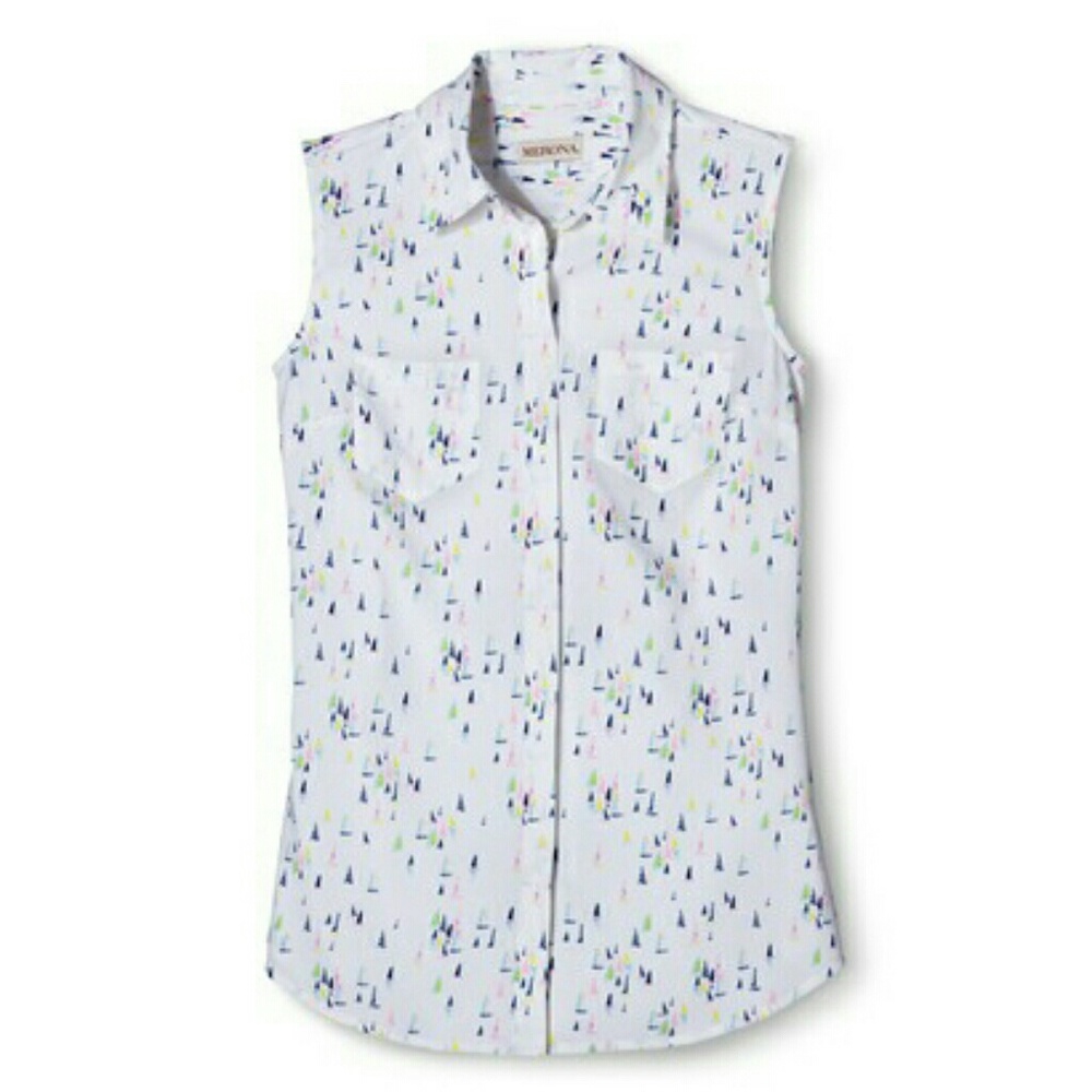 Merona Neon Sleeveless Sailboat Blouse Top